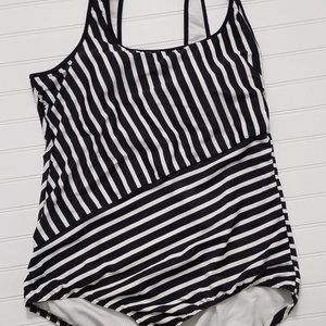 Black & White Striped One-Piece Swimsuit